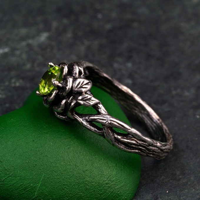 Silver Twisted Vine Engagement Ring - Romantic Forest-Inspired Jewelry