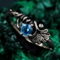 Silver Twig and Ginkgo Biloba Leaf Engagement Ring: Boho Chic Nature-Inspired Bridal Ring