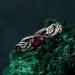 Silver Twig Branch Ring with Garnet Accent - Nature's Gemstone Adornment
