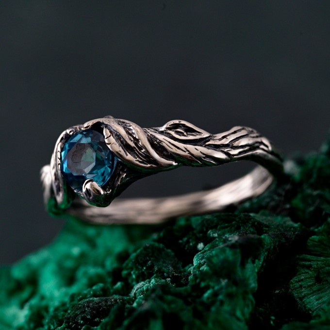 Woodland Promise Ring – Enchanted Forest Engagement Ring, Nature-Inspired Twig Band, Rustic Silver Jewelry for Women