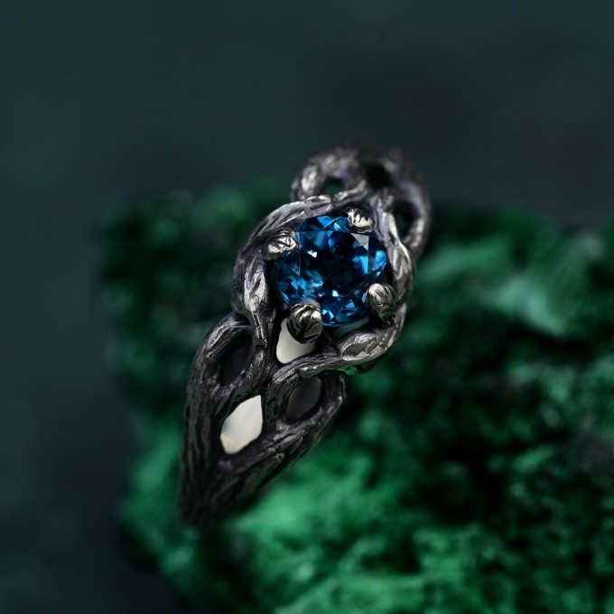 Silver Forest Bark Ring: Unique Rustic Tree Texture