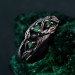 Green Emerald Leafy Band – Nature-Inspired Wedding Ring with Minimalist Bohemian DesignGreen Emerald Leafy Band – Nature-Inspired Wedding Ring with Minimalist Bohemian Design