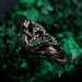 Enchanted Forest Silver Ring with Mystical Iridescent Jewel