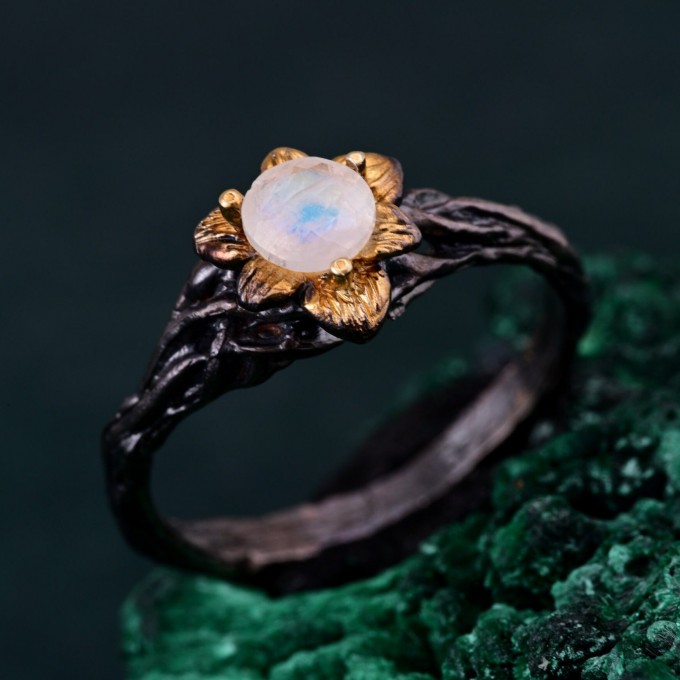 Enchanted Forest Ring - Blossom Twig and Woodland Whispers Design