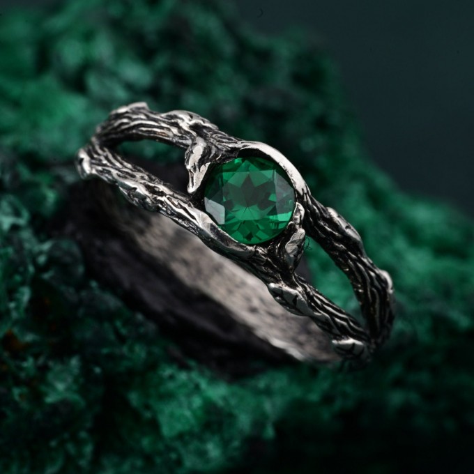 Nightfall Sterling Ring with Shadowed Elegance