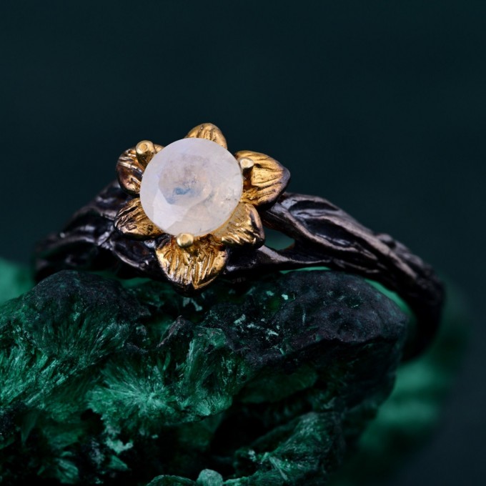 Enchanted Forest Ring - Blossom Twig and Woodland Whispers Design