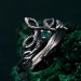 Silver Fairy Elven Ring: Small Vine Branch and Leaf Design