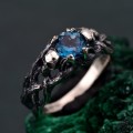 Gothic London Blue Topaz Engagement Ring - Enchanted Forest Wedding Ring